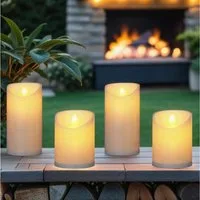 Marrakesch Orient & Mediterran Interior LED-Kerze Lot de 4 bougies LED vintage en cire véritable, 10 cm + 15 cm, Handarbeit