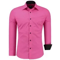 J'S FASHION Businesshemd JS12105 Slim Fit Langarm Herren Hemd mit farblich abgesetzten Elementen, Langarm Kentkragen Uni