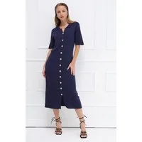 Passioni Midikleid mit durchgehender Knopfleiste