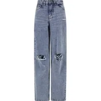 URBAN CLASSICS Bequeme Jeans Urban Classics Ladies Distressed 90's Wide Leg Denim Pants
