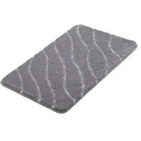Kleine Wolke Badematte Tram, Badvorleger, Badezimmer Teppich, Höhe 20 mm, rutschhemmend beschichtet, fußbodenheizungsgeeignet, Polyacryl, rechteckig, Badteppich, modernes Wellen Design, Hoch-Tief Effekt