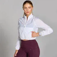 MP Damen Velocity Slim Fit Crop-Windbreaker für Damen – Weiß - XXL