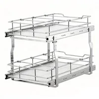 GarveeMore Küchenregal Küchenunterschrank-Auszug mit Doppeldecker-Schienensystem