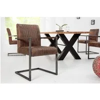 riess-ambiente Freischwinger BIG ASTON vintage braun – Microfaser, Taschenfederkern, Eisengestell, inkl. Armlehne für hohen Sitzkomfort – ideal für Deinen Loft-Style