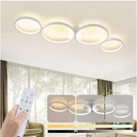 Nettlife LED Deckenleuchte Wohnzimmer Modern Schlafzimmer 4 Flammig in Ringoptik, Dimmbar mit Fernbedienung, LED fest integriert, Warmweiß, Neutralweiß, Kaltweiß, für Schlafzimmer Wohnzimmer Büro Arbeitszimmer