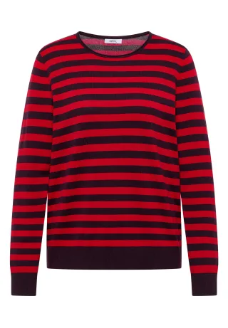 CECIL - Pullover mit Rundhals und Streifen eggplant red - Gr. - M