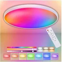 Qualra Deckenleuchte 3000-6000K RGB LED Deckenleuchte Memory Funktion Dimmbar Deckenlampe, mit Fernbedienung 24W für Schlafzimmer Kinderzimmer Küche Wohnzimmer