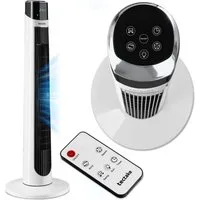 tectake Turmventilator Standlüfter Arktis in weiß, leise, energiesparend, Inkl., Schwenkfunktion, 3 Modi, 12-Stunden-Timer, Touchpanel und LED-Display