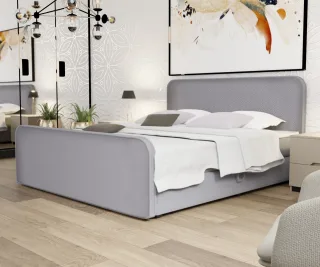Boxspringbett Schlafzimmerbett MABEL 160x220cm Stoff Brooklyn Zementgrau