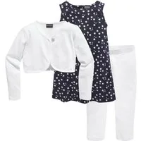KIDSWORLD Bolero, Kleid & Leggings 3tlg. Set, Komplett Outfit mit Sternenmuster (Set, 3-tlg., 3) mit niedlicher Bolero-Jacke