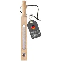 Lantelme Badethermometer Klassisches Holz Bade Thermometer Badezwinge für Badewanne Badewasser, Wasser Thermometer mit Lederband anbei zum aufhängen, 25cm Lang, Temperatur -5 bis +50°C Analog, Deutsche Herstellung