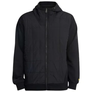 Lyle & Scott Hybrid Quilted Schwarzer Kapuzenpullover mit Reißverschluss