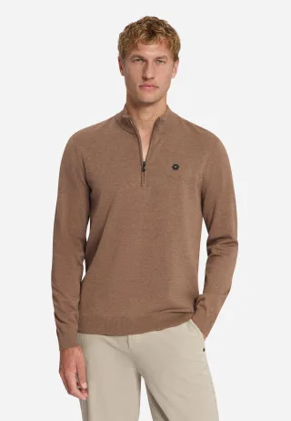 No Excess - Pullover Half Zip Melange Light Brown - Gr. - M