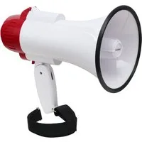 McGrey Megafon Megaphon - Lautsprecher Sprachrohr, 10 Watt RMS bis zu 500m Reichweite, robuste Bauweise, (MP-100RS, Inkl. Tragegurt), Aufnahme/Wiedergabe-Funktion und Sirene