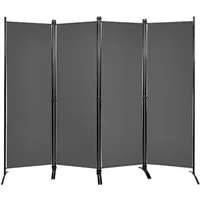 COSTWAY Paravent 4-teilig Raumteiler, Klappbar, Metallrahmen, 220x173cm