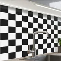 KitchenYeah Küchenrückwand Muster selbstklebend (keine Folie) Klassisch - Muster - Schwarz - Weiß, (1-tlg), Spritzschutz, Küche, Rückwand, Küchenwand, Küchenfront, 30x20 cm