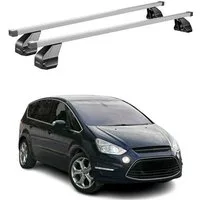 OMAC Dachträger Menabo Stahl Gepäckträger für Ford S-Max 2006-2014 Stahl Silber 2tlg (2-St), Wasserbeständig,Abnehmbar,Multifunktional,Leichtgewichtig