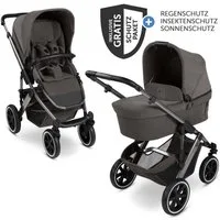ABC Design Kombi-Kinderwagen Salsa 5 Air - Almond, 2in1 Kinderwagen Buggy Set mit Babywanne, Sportsitz, Regenschutz