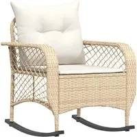 vidaXL Gartenstuhl Garten-Schaukelstuhl mit Kissen Beige Poly Rattan (1 St)