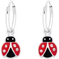 ALEXANDER YORK Paar Ohrhänger MARIENKÄFER rot mit Kristall weiß, 2-tlg., 925 Sterling Silber