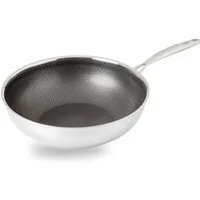 HENSSLERS Wok, Edelstahl (1-tlg), 3-Schicht Materia, Wabenstruktur und Antihaftbeschichtung, Induktion