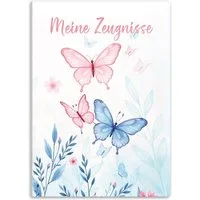 itenga Organisationsmappe itenga Zeugnismappe A4 Kunststoff Sichtbuch Motiv Schmetterling ELARA