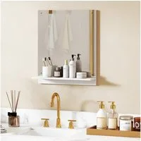 HOMCOM Badspiegel 50 x 14 x 60 cm (Wandspiegel, 1-St., Badezimmerspiegel), für Badezimmer, Weiß