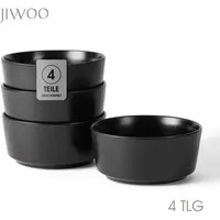 JIWOO Schüssel 4er Ø15,2cm, Müslischüssel Suppenschüssel Salatschüssel Dessertschale, Keramik, (Schüsselset, 4-tlg), Hochwertiges Schüsseln Schwarz Mikrowellen spülmaschinenfest Ø15,2cm