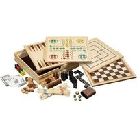 Philos Spielesammlung medium 3098, 10 Spielmöglichkeiten, Brettspiele, Holz