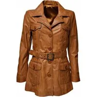 Zimmert Leather Ledermantel Sabina mit Ledergürtel, Brusttaschen, Schwarz, Braun, Cognac