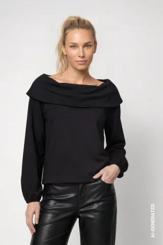 monari - Pullover mit Carmen-Ausschnitt schwarz - Gr. - 36
