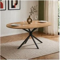 Flieks Esstisch 120x80x75,5cm (1-St., 1 Tisch), ovaler Küchentisch mit Holzmaserung Schreibtisch, Metallbeine