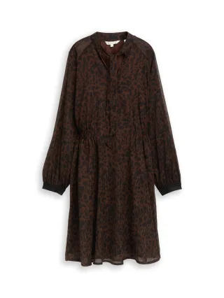 Tom Tailor - Chiffon-Kleid mit Leo-Print brown black small leo print - Gr. - 38