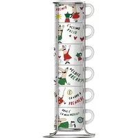 BIALETTI Espressotasse, 7-tlg., Metall, Porzellan, (6 Espressotassen mit Metallgestell)