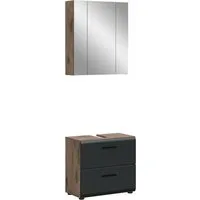 welltime Badmöbel-Set FLORENZ, 2-teilige Badkombination, hochwertige MDF-Front, (Set, 2-St., bestehend aus: 1 Waschbeckenunterschrank, 1 Spiegelschrank), Bad-Kombination, Bad-Möbel, Badezimmer, Kombination, Kombi