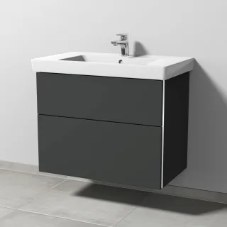 Sanipa 3way Waschtischunterbau zu Villeroy & Boch Subway 2.0 Waschtisch mit 2 Auszügen, Graphit-Matt BP6141B