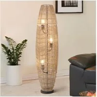 HOME DELUXE Stehlampe KIKO, Lampenschirm aus geflochtener Jute, Stehleuchte