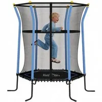 HOMCOM Kindertrampolin mit Sicherheitsnetz, Randabdeckung, Gummiseil, Ø 111 cm, (Indoor Trampolin, 1 tlg., Trampolin), bis 50 kg, für Kinder 3-10 Jahre Blau