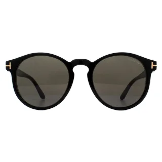 Tom Ford Runde Unisex-Sonnenbrille glänzend schwarz grau rauch