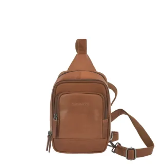 Crossover Bag Leder tan Slingbag 17x23cm | Greenburry Fiorentina Brusttasche aus Ziegenleder. Kompakte Umhängetasche für Damen und Herren.