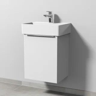 Sanipa 3way Waschtischunterbau zu Duravit Dura Square Waschtisch mit 1 Tür, Weiß-Soft UM42443