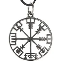 Kiss of Leather Kettenanhänger Wikingerkompass Vegvisir Wikinger Kompass aus Edelstahl