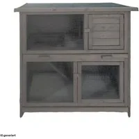 HTI-Living Kleintierstall Hasenstall aus Holz in Grau mit aufklappbarem Dach