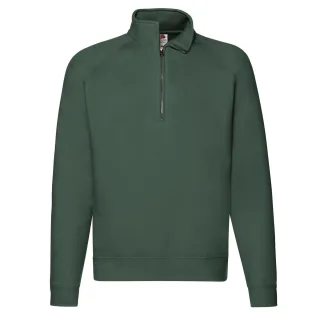 Fruit of the Loom - "Premium" Sweatshirt mit kurzem Reißverschluss für Herren/Damen Unisex Raglanärmel (Flaschengrün)