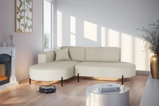 Ecksofa Designersofa VALENCIA XS in Stoff Scala Sand Ottomane Links
