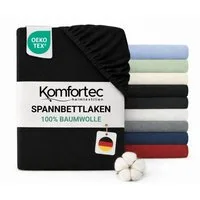 Komfortec Spannbettlaken Jersey Spannbettuch, 90x200, 140x200, 160x200, 180x200 oder 200x200 cm, 100% Baumwolle (135 g/m), Gummizug: Rundum, (1 Stück), OEKO-TEX® Standard 100 Zertifisiert, für Matratzen bis 25 cm Höhe