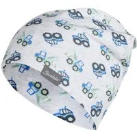 Sterntaler® Beanie UV-Schutz 50+ Beanie Baustelle (1-St) Beanie aus Melange-Jersey m Baustellenfahrzeugen, zwei Tragevarianten