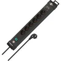 Premium-Line Steckdosenleiste 6-fach, 2x USB schwarz, 3 Meter Kabel, USB-A, USB-C, mit Sicherheitsschalter