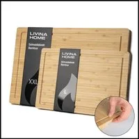 LIVINA HOME Schneidebrett Hochwertiges 100% Bambus Küchenbrett, Groß mit Griffen und Saftrille, (1-St), massives Holzbrett, Servierbrett, Cutting Board, Frühling Sale!