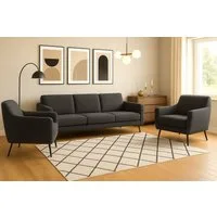 A&J MöbelLand GmbH Polstergarnitur BENITO: 3-Sitzer Sofa + 2 Sessel, (Bringen Sie mit dem stilvollen Set BENITO, bestehend aus einem großzügigen 3-Sitzer Sofa und zwei komfortablen Sesseln, Eleganz und Gemütlichkeit in Ihr Wohnzimmer., 3-tlg., Hochwe